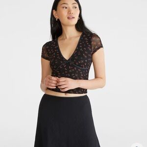 Aeropostale Black Floral Crop Top
